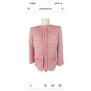 NWOT Amanda Uprichard Pink Tweed Women's Jacket with Fringe Detail sz M